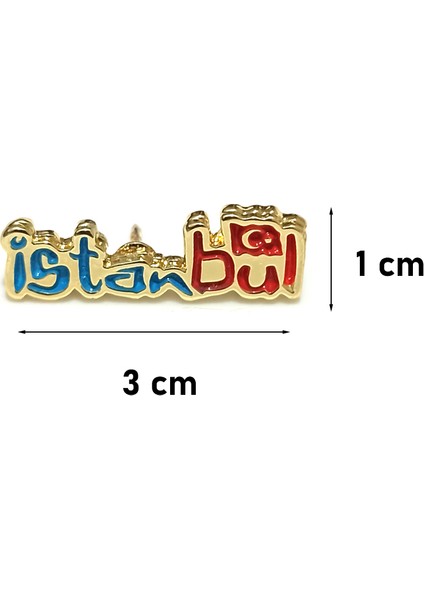 Renkli Istanbul Yazılı Gold Renk Metal Yaka Rozeti 1 Paket 12'li fiyatları