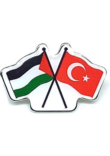 Metal Üzeri Plastik Damla Etiket Filistin Türkiye Flamalı Metal Yaka Rozeti 1 Adet
