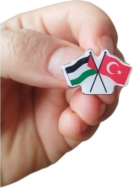 Metal Üzeri Plastik Damla Etiket Filistin Türkiye Flamalı Metal Yaka Rozeti 1 Adet indirimleri