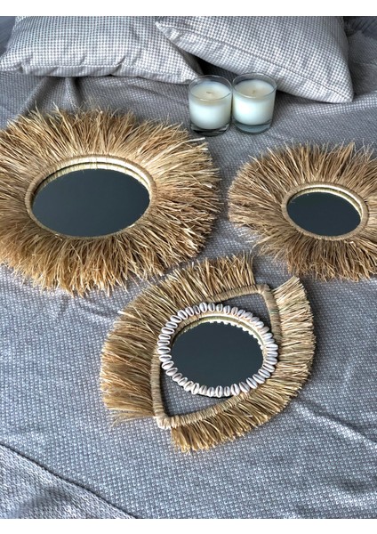 Rafya Ayna 3'lü Boho Set M033