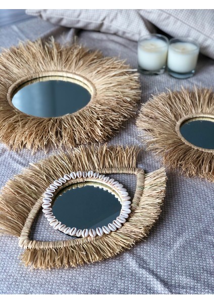 Rafya Ayna 3'lü Boho Set M033