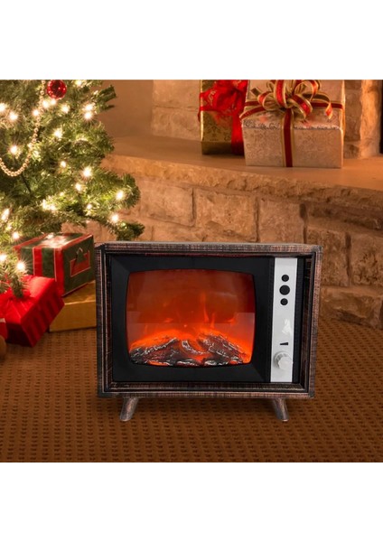 Retro Tv Tasarımlı Dekoratif Taşınabilir Pilli Veya Usbli LED Şömine Gece Lambası fiyatları