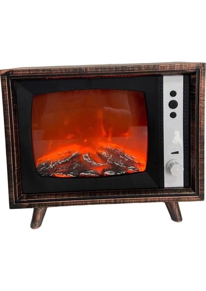 Retro Tv Tasarımlı Dekoratif Taşınabilir Pilli Veya Usbli LED Şömine Gece Lambası fırsatları