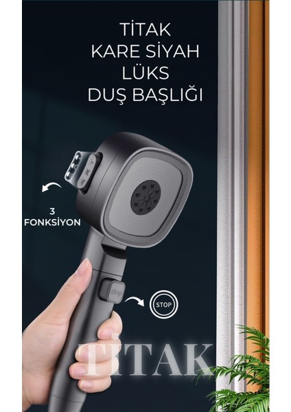 Tekno Trust Kare Siyah Lüks Duş Başlığı