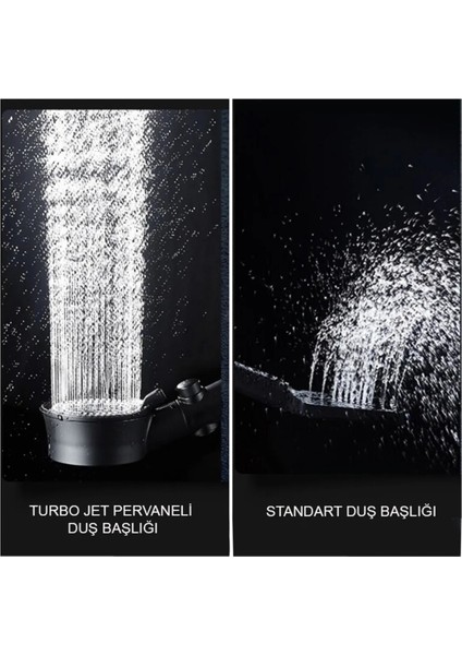 Tekno Trust Siyah Turbo Pervaneli 5 Fonksiyonlu Duş Seti Turbo Başlık ve Siyah Mafsal Hortum fiyatları