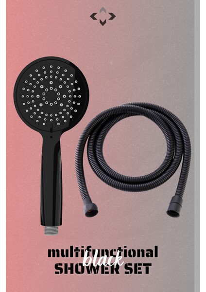 Tekno Trust Çok Fonksiyonlu 150 cm Siyah Duş Takımı Duş Seti Duş Hortumu Duş Başlığı
