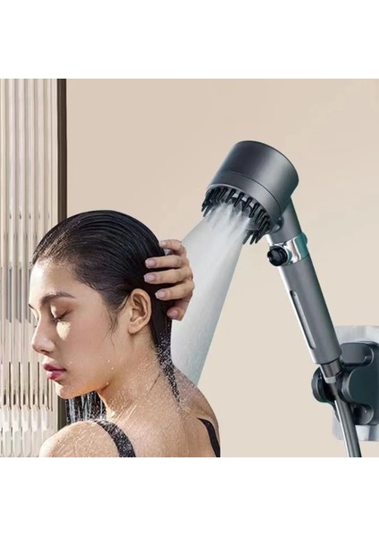 Tekno Trust 3 Fonksiyonlu Start Stop Tuşlu Filtreli Basınçlı Masaj Etkili Duş Başlığı Hortum ve Mafsal Set
