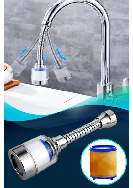 Tekno Trust Filtreli 360 Derece Oynar Kireç Önleyici Arıtmalı Mutfak Lavabo Musluk Başlığı Turbo Flex fiyatları