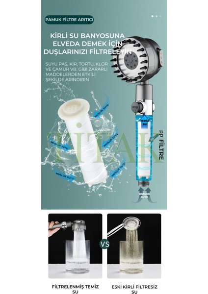 Tekno Trust Yeni Nesil Masajlı Filtreli Stop Tuşlu 3 Fonksiyonlu Su Tasarruflu Basınçlı Duş Başlığı fırsatları