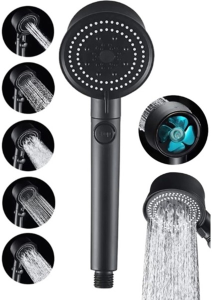 Tekno Trust Turbo Pervaneli 5 Fonksiyonlu Duş Başlığı ve Siyah Duş Hortumu 150 cm Set fiyatları