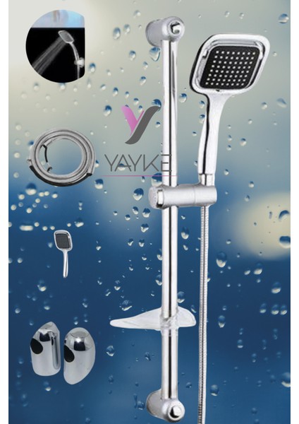 Tekno Trust Kare Sürgülü Duş Takımı Seti Duş Hortumu ve Duş Başlığı Banyo Seti
