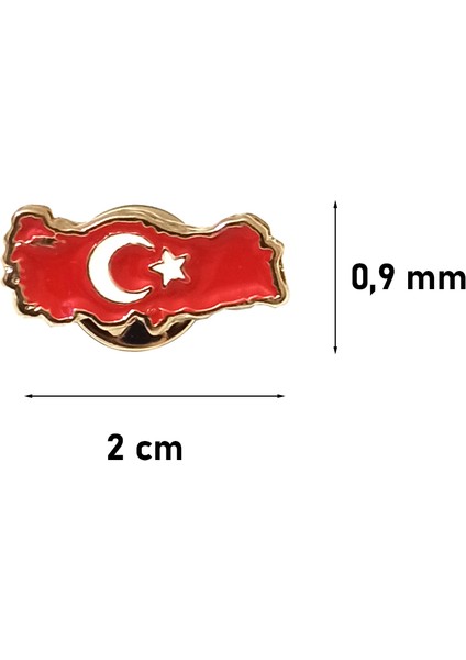 Ay Yıldız Figürlü Gold Renkli Mini Türkiye Haritası Yaka Rozeti 1 Adet