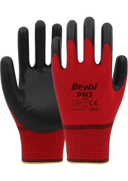 PN3 Nitril Kırmızı İş Eldiveni NO: 10 288 Çift (1 Koli)