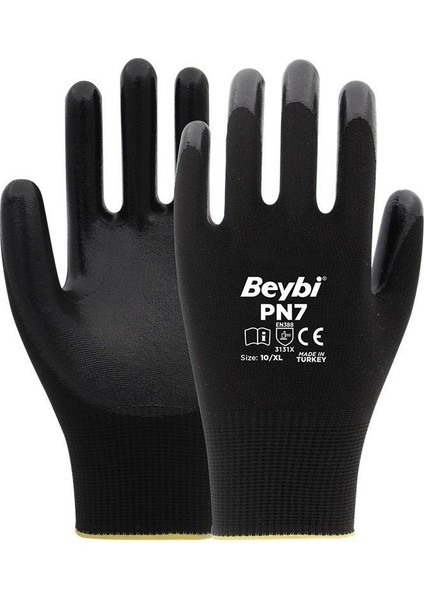 Pn7 Nitril Siyah İş Eldiveni NO: 10 1 Çift