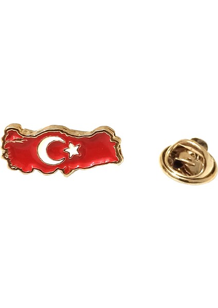 Ay Yıldız Figürlü Gold Renkli Mini Türkiye Haritası Yaka Rozeti 1 Adet