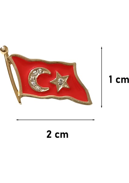 Ay Yıldız Ortası Taş Süslemeli Gold Renk Türk Bayrağı Metal Yaka Rozeti 1 Adet fiyatları