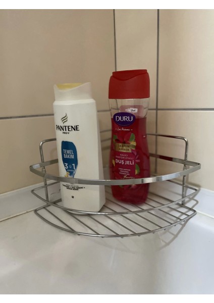 Banyo Köşe Rafı Tek Katlı Şampuanlık Vidalı