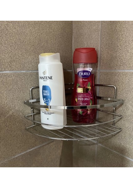 Banyo Köşe Rafı Tek Katlı Şampuanlık Vidalı