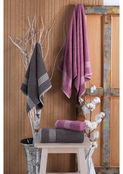 4 Lü Kadın Erkek Banyo Havlusu Takımı Oscar