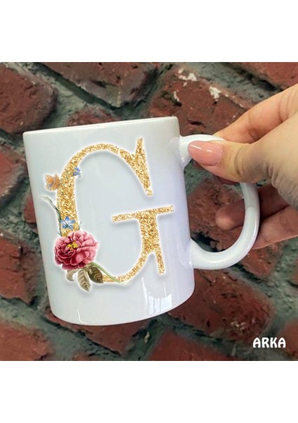 Size Özel G Harfli Seramik Baskılı Kupa Bardaklar