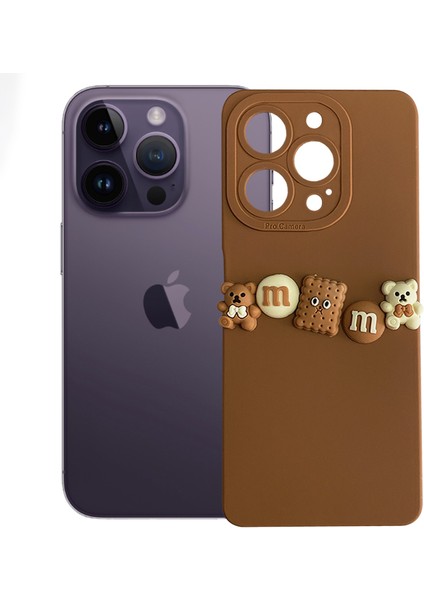 Apple iPhone 14 Pro Max Kılıf 3D M Bear Kamera Korumalı Silikon Kapak fiyatları