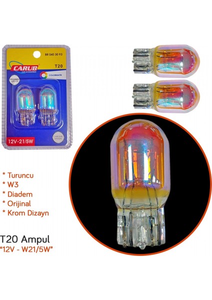 12V T20 Ampul W21/5W Diadem Orange W3 Orijinal BR0403093