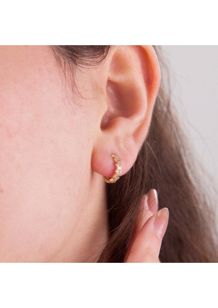 14 Ayar Altın Taşlı Petek Halka Küpe 1,17 gr modelleri