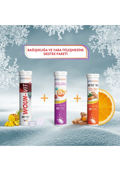 Woun-Vit + Actomıns® Vitamin D3 + Acto® Vıt C Vitamini | 20 Efervesan Tablet fiyatları