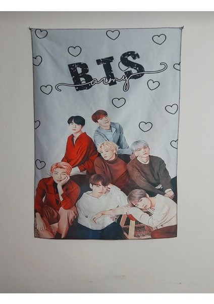 Kpop - Bts Army Gri Tasarım Duvar Halısı