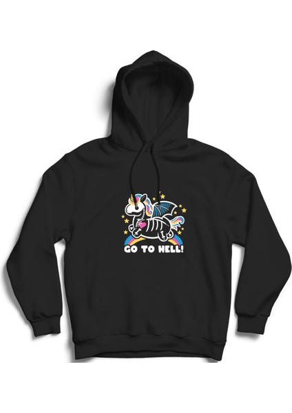Unicorn, Go To Hell Kapüşonlu Sweatshirt Hoodie