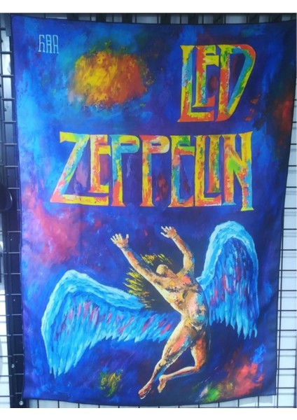 Led Zeplin Yağlı Boya Desenli Tasarim Duvar Halisi