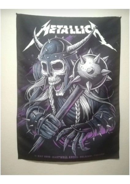 Metallica Vikings Desenli Tasarım Duvar Halısı
