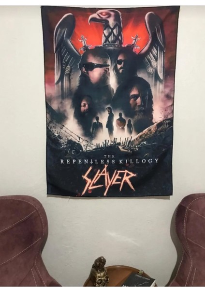 Metallica Slayer Desenli Tasarım Duvar Halısı