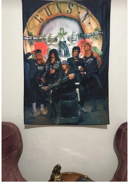 Metallica Guns And Roses Desenli Tasarim Duvar Halısı