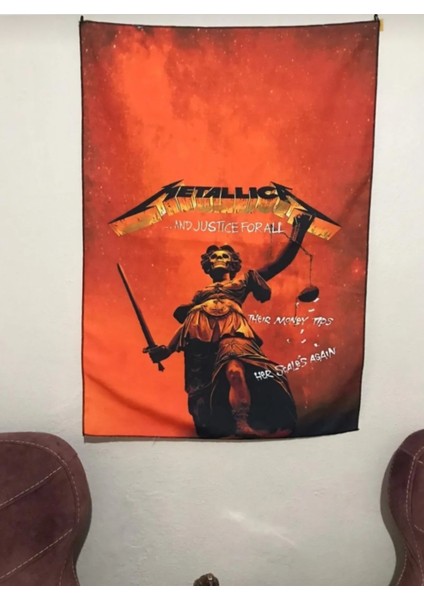 Metallica Poster Adalet Tasarım Duvar Halısı