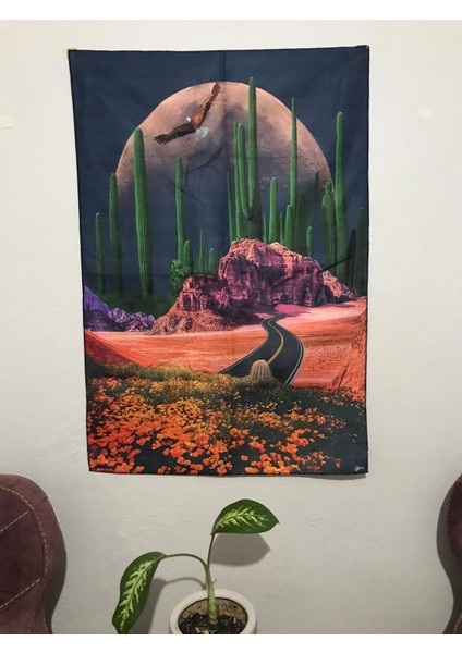 Çöl Manzarası Desenli Tasarım Duvar Halısı