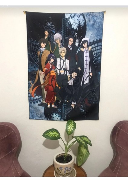 Anime Bungou Stray Dogs Desenli Tasarım Duvar Halısı