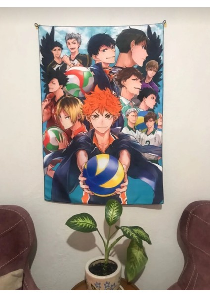 Anime Haikyu Desenli Tasarım Duvar Halisi