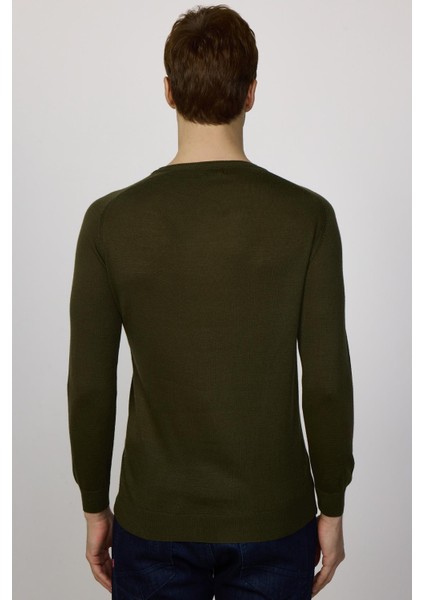 Slim Fit Dar Kesim Bisiklet Yaka Düz Yün Erkek Kazak indirimleri