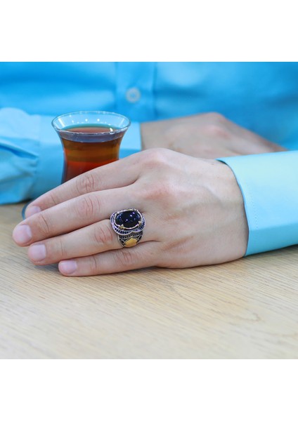 Siyah Oniks Taşlı Oval Tasarım Kişiye Özel Isim/harf Yazılı 925 Ayar Gümüş Erkek Yüzük fırsatları