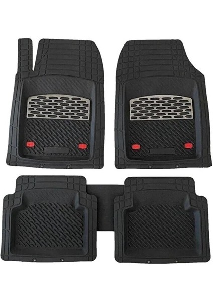 Opel Corsa C 2000-2006 Araca Uyumlu Krom Karbon Derin Havuzlu Siyah Oto Paspas Takımı