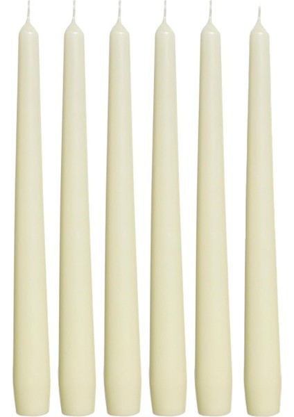 Fildişi Renkli Konik Şamdan Yemek Mumu 7,5 Saat Yan Ma Süreli 24,5 cm (12'li Kutu) fiyatları