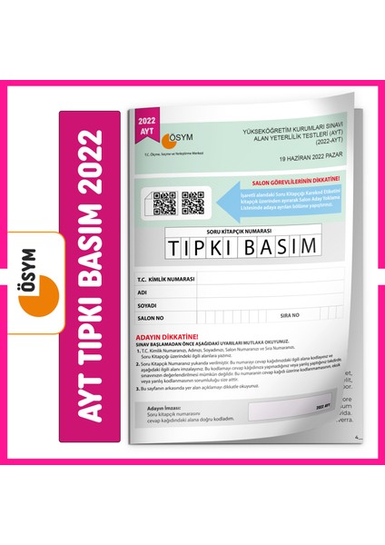 AYT 2024 ÖSYM Çıkmış Soru Tıpkı Basım Türkiye Geneli 5li Dijital Çözümlü Deneme Seti modelleri