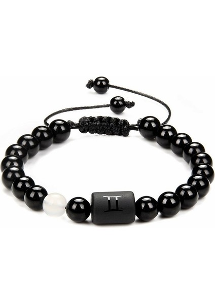 Makrome Örgülü Küre Kesim Aytaşı&oniks Taşlı Ikizler Burcu Doğaltaş Kadın Bileklik