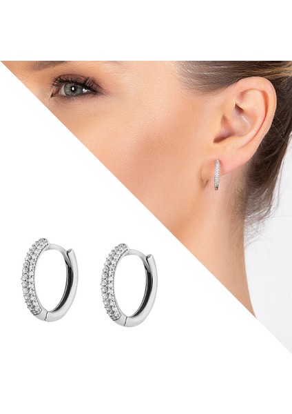 Starlight Diamond Üç Sıra Zirkon Taşlı Halka Tasarım 925 Ayar Gümüş Küpe fiyatları
