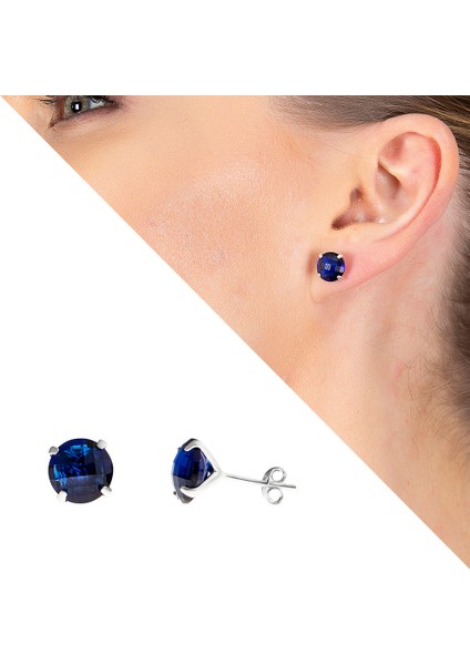 Night Blue Zirkon Taşlı 925 Ayar Gümüş Kadın Küpe fiyatları