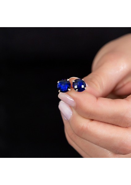 Night Blue Zirkon Taşlı 925 Ayar Gümüş Kadın Küpe modelleri