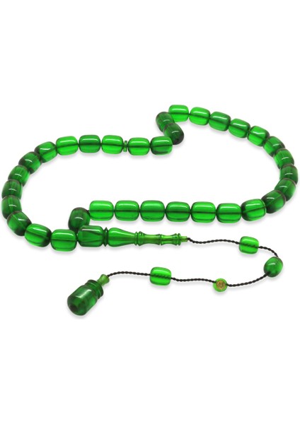 Sistemli Her Bir Tanesi Usta Işçilikli Kapsül Kesim Asker Yeşili Çubuk Sıkma Kehribar Tesbih