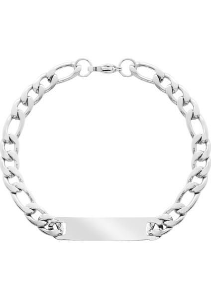 Silver Renk Gurmet Zincirli Kişiye Özel Isim/harf Yazılı Erkek Çelik Bileklik