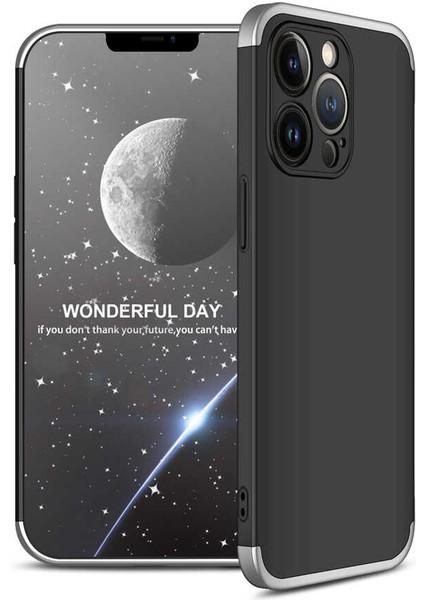 - iPhone 13 Pro Max - Kılıf 3 Parçalı Parmak Izi Yapmayan Sert Ays Kapak